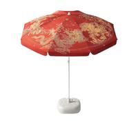 Fenteer Ombrellone da Esterno per Patio, ombrellone da Spiaggia, Copertura per mobili da Giardino, Facile da installare, Stile Cinese per e Cortili, Rosso con Base