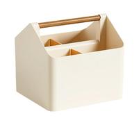 Fenteer Organizer Portatile Fai da Te, Cestino Diviso, Pratico Contenitore per Articoli Maniglia, Borsa da Doccia per Scrivania, Camera da Letto, Art, Beige