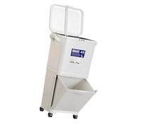 Fenteer Pattumiera Differenziata Bidone Rifiuti Raccolta Differenziata Contenitore Spazzatura Raccolta Secco Umido con Ruote Design a Due Strati in Pp Resiste, 45 Litri