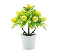 Fenteer Pianta Artificiale Vaso Decorativo Piantina Finta Bonsai Ornamentale Realistica in PP Adatta per Soggiorno Scrivania Regalo, Limone