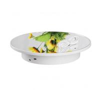 Fenteer Piattaforma Girevole Elettrica Rotante Turntable Espositore Specchiato Display 360 Gradi Base Rotante Silenziosa Porta USB 5V Batteria D Resistente da, Bianco Specchiato, 26x26-40cm