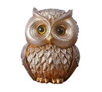 Fenteer Scultura ornamentale in resina a forma di gufo, statuetta di uccelli, statua di gufo per mobili, cortile, patio, casa, Oro