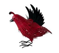 Fenteer Statua di Pettirosso Simulata Collezione Realistica Arte Artigianato Ornamento Compatto in Ferro Scultura di Uccello Finto per Libreria Cortile Scriva, Rosso