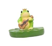 Fenteer Statua di Rana da Giardino Che può Galleggiare Sull'acqua, Ornamento Paesaggistico, Scultura di Animali in Resina, Statuina di Rana per, Suonare La Chitarra