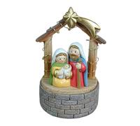Fenteer Statuetta della Sacra Famiglia, scultura della scena mangiatoia con luci a LED, ornamento da tavolo, statua di Gesù per ufficio, arredamento per la