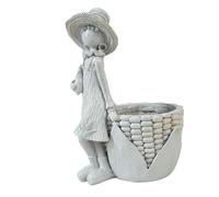 Fenteer Vaso per Piante Fioriera Portavaso Statuina Ornamento in Resina a Forma di Ragazza del Mais Adatto per Interni Esterni Giardino E Ufficio 11.5x19cm