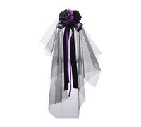Fenteer Velo nero per Halloween, accessorio per capelli, travestimento da cosplay per donne e ragazze, copricapo per foto, feste, carnevali, spettacoli, Rosa Viola