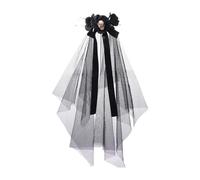 Fenteer Velo nero per Halloween, accessorio per capelli, travestimento da cosplay per donne e ragazze, copricapo per foto, feste, carnevali, spettacoli, Cranio