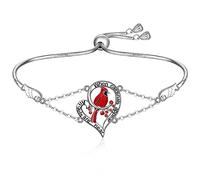 Fenthring Braccialetto cardinale in argento Sterling con cardinale Appear When Angels are Near Red Bracciale per donne Uccello Memorial Jewelry per la perdita della persona amata
