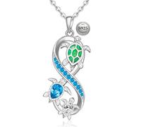 Fenthring Collana da donna a forma di tartaruga marina, in argento Sterling, con ciondolo a forma di onda dell'oceano, gioielli per Natale, festa della mamma, regalo per, 1.06 x 0.63 inches, Argento