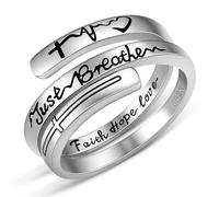 Fenthring Just Breathe - Anello da donna in argento Sterling, con scritta "Hope Just Breathe", fede, speranza, amore, incoraggiamento, regalo ispiratore, misura 7