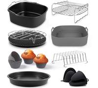 Fentic Accessori Friggitrice Ad Aria - 19 pezzi - Adatto per friggitrice ad aria XL e XXL, Philips, Cosori 5.5L, Ninja, Cecotec, Tefal, Princes - Include Silicone Teglia e ricettario elettronico