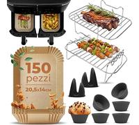 Fentic Accessori Friggitrice ad Aria - Accessori per Airfryer Ninja - Compatibile con Ninja Foodi Max Dual Zone AF300EU AF400EU - Da 7,6L a 9,5L - Include Carta Forno e Ricettario Elettronico