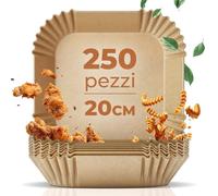 Fentic Airfryer Carta da Forno, 250 pezzi, 20x20cm, Carta da Forno per Friggitrice ad Aria, Adatta per Philips 4,1L, Cosori 4.7L, Ninja 4.7L, Tefal 4.2L, Cecotec 2.5L, Accessori Friggitrice ad Aria