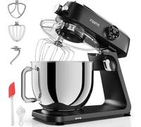Fentic Impastatrice Planetaria 1800W, Ciotola Inox 7L, Robot da cucina per pane e pizza, Movimento planetario, 10 velocità con timer, Gancio impastatore, Frusta piatta, Frusta a filo & Paraspruzzi