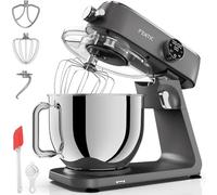 Fentic Impastatrice Planetaria 1800W, Ciotola Inox 7L, Robot da cucina per pane e pizza, Movimento planetario, 10 velocità con timer, Gancio impastatore, Frusta piatta, Frusta a filo & Paraspruzzi