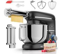 Fentic Macchina per torte con macchina per la pasta - 2000 W - Impastatrice con macchina per la pasta elettrica - Pasta Maker - Ciotola in acciaio inox 6,2 l (nero)