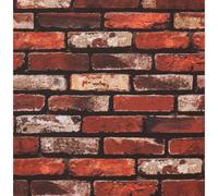 FENTIS Carta da Parati Autoadesiva Rosso Marrone e Arancione Carta da Parati in Mattoni Vintage Rotolo di Carta a Contatto Rustica per Cucina Decorazione Adesivi Murali 44,5x500cm