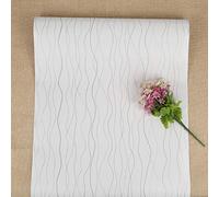 FENTIS Carta da Parati Autoadesiva Sfondi di Buccia D'argento Bianca e Stick per Cucina Armadio a Muro Sfondo a Strisce Rotoli di Adesivi per Bagno Camera da Letto Armadio Impermeabile 44x500cm