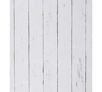 FENTIS Carta da Parati Bianca Autoadesiva in Legno a Righe - Buccia e Stick, Rimovibile per Cucina 44,5x1000CM