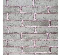 FENTIS Carta da Parati Effetto Mattone Grigio e Rosa Carta da Parati Autoadesiva a Contatto Vintage per Decorare la Cucina la Camera da Letto il Soggiorno Rotolo Rimovibile 44x1000cm