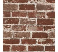 FENTIS Carta da Parati Effetto Mattone Rosso-Marrone Adesivo Murale Autoadesivo Vintage Carta a Contatto Rustica da Staccare e Attaccare Rimovibile Film Vinilico Rotoli per Caminetto 44,5x500cm