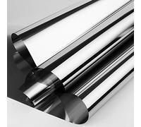 FENTIS Pellicola Riflettente per Vetri Pellicola di Vetro a Vpecchio D'Argento Unidirezionale Adesivo per Finestra con Protezione Solare Anti UV per il Controllo del Calore per Casa 44,5x200cm