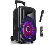 CASSA AMPLIFICATA ATTIVA 450W 10" BLUETOOTH + BATTERIA + MICROFONO WIRELESS USB