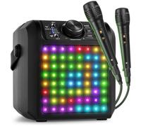 Fenton KAR50B - Altoparlante Karaoke per bambini, Bluetooth con facciata luminosa da 50 Watt, batteria incorporata, 2 microfoni inclusi, un'attività divertente per bambini e feste di compleanno