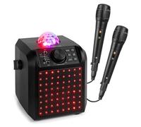 Fenton KAR55B - Altoparlante Karaoke per bambini, Bluetooth con facciata luminosa e gelatina Ball da 50 Watt, batteria incorporata, 2 microfoni inclusi, attività giocosa per bambini e compleanni