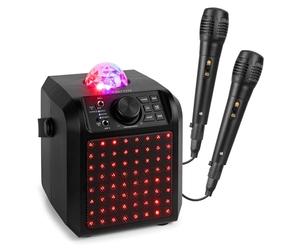 Fenton KAR55B - Altoparlante Karaoke per bambini, Bluetooth con facciata luminosa e gelatina Ball da 50 Watt, batteria incorporata, 2 microfoni inclusi, attività giocosa per bambini e compleanni