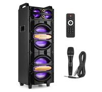 Fenton LIVE2102 Altoparlante Bluetooth Portatile Altoparlante Karaoke, Sistema Karaoke con Microfono e Telecomando Incluso, Lettore MP3 e Illuminazione LED, Scheda SD, USB - Nero