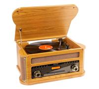 Fenton Memphis - Giradischi in vinile Bluetooth con radio Dab/FM, in legno chiaro, lettore MP3/CD/cassetta, scansione del vinile, ideale per decorare il vostro soggiorno e ascoltare la vostra musica