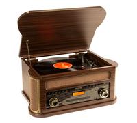 Fenton Memphis - Giradischi in vinile Bluetooth Dab/FM, in legno scuro, lettore CD/cassetta, MP3, porta USB, riproduzione e registrazione, jack per cuffie, ideale per decorare la tua casa e ascoltare