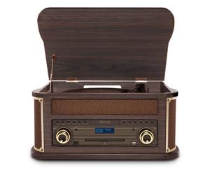 Fenton Memphis Vintage Record Player Dark Wood Giradischi multifunzionale