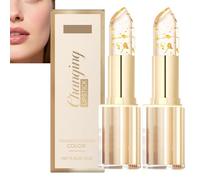 Fenvio - Pennarello color oro cangiante, resistente alle sbavature, con pH attivato, idratante per 24 ore, lucido e non adesivo, balsamo per labbra trasparente (2 pezzi)