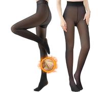 FENXIXIONE Collant Foderati In Pile Per Donna, Caldo Finto Trasparente Collant Traslucido Spesso Calze Termiche (Nero,S-M, 220 g, per 32 ℉ -59 ℉)