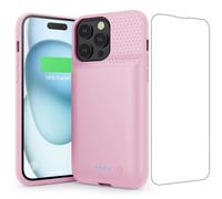 Feob Batteria per iPhone 15 Pro Max (6,7"), 8600mAh 15W Ricaricabile Battery Case Custodia Batteria Cover Caricabatterie Power Bank - Rosa