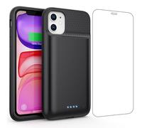 Feob Cover Batteria per iPhone 11/XR (6,1"), 7500mAh Ricaricabile Battery Case Custodia Caricabatterie Power Bank Backup Charger Case-Nero