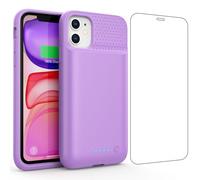 Feob Cover Batteria per iPhone 11/XR (6,1"), 7500mAh Ricaricabile Battery Case Custodia Caricabatterie Power Bank Backup Charger Case - Viola