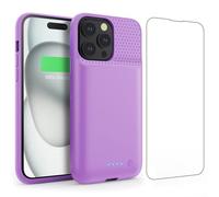 Feob Cover Batteria per iPhone 15 Pro (6,1"), 7500mAh 15W Cover Ricaricabile Battery Case Custodia Batteria Caricabatterie Power Bank per iPhone 15 Pro (6,1") Backup Charger Case-Viola