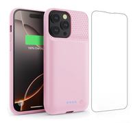 Feob Cover Batteria per iPhone 16 Pro Max, 8600mAh 15W Custodia Ricaricabile Battery Case Custodia Batteria Cover Caricabatterie Power Bank per iPhone 16 Pro Max (6,9") Charger Case (Rosa)
