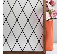 FEOMOS Pellicola per la Privacy per Finestre, in Vetro Smerigliato, Statica, per Decorazione Della casa e anti UV, a Reticolo Nero, con Blocco Solare, 44cm x 200cm