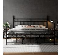 Feonase Struttura letto king size in metallo con testiera e pediera in ferro stile vittoriano, supporto a doghe in acciaio, 30,5 cm sotto il letto, senza bisogno di molle, facile da montare, senza