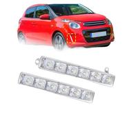 Feoosvx Luci Diurne Auto Per Peugeot Per 107 308 Per Grad Per Raid 2005-2020 9677409380 Luce Fendinebbia Diurna Anteriore A 6 LED Lato Conducente=passeggero Fari Paraurti Anteriore(2 piece)