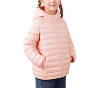 FEOYA Bambina Piumino Invernale Resistente All'Acqua Bambino Giacca Mezza Stagione Soffice Bambini Giubbotto Leggeri Con Cappuccio Ragazzo Giubbino Zipper Caldo Ragazza Per Piumino Rosa 6 7 Anni