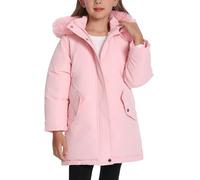 FEOYA Bambina Piumino Resistente All'Acqua Pile Bambini Giacca Invernale Impermeabile Ragazza Giaccone Da Sci Da Neve Giubbotto Parka Teddy Lungo Foderato Rosa 4 5 Anni
