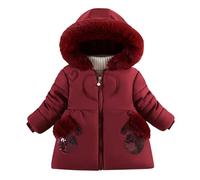 FEOYA Bambini Giubbotto Invernale Con Neve Bambina Piumino Parka Sci Bimba Cappotto Pelliccia Antivento Bambine Giubbotto Con Il Cappello In Pile Escursionismo Warm Vino Rosso 4 5 Anni