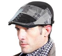 FEOYA Berretto Piatto da Uomo Estivo Basco Scozzese Traspirante Cappello da Strillone Baschi e Berretti Scozzesi Berretto Cotone Newsboy Gatsby Regolabile Flat cap Coppola Irlandese Estate retrò Nero