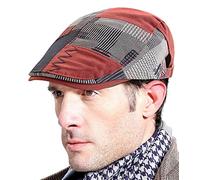 FEOYA Berretto Piatto da Uomo Estivo Basco Scozzese Traspirante Cappello da Strillone Baschi e Berretti Scozzesi Berretto Cotone Newsboy Gatsby Regolabile Flat cap Coppola Irlandese Estate Rosso Vino